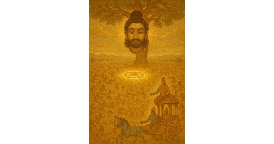 Barkarik, with his head, looking at the battle from above the tree.