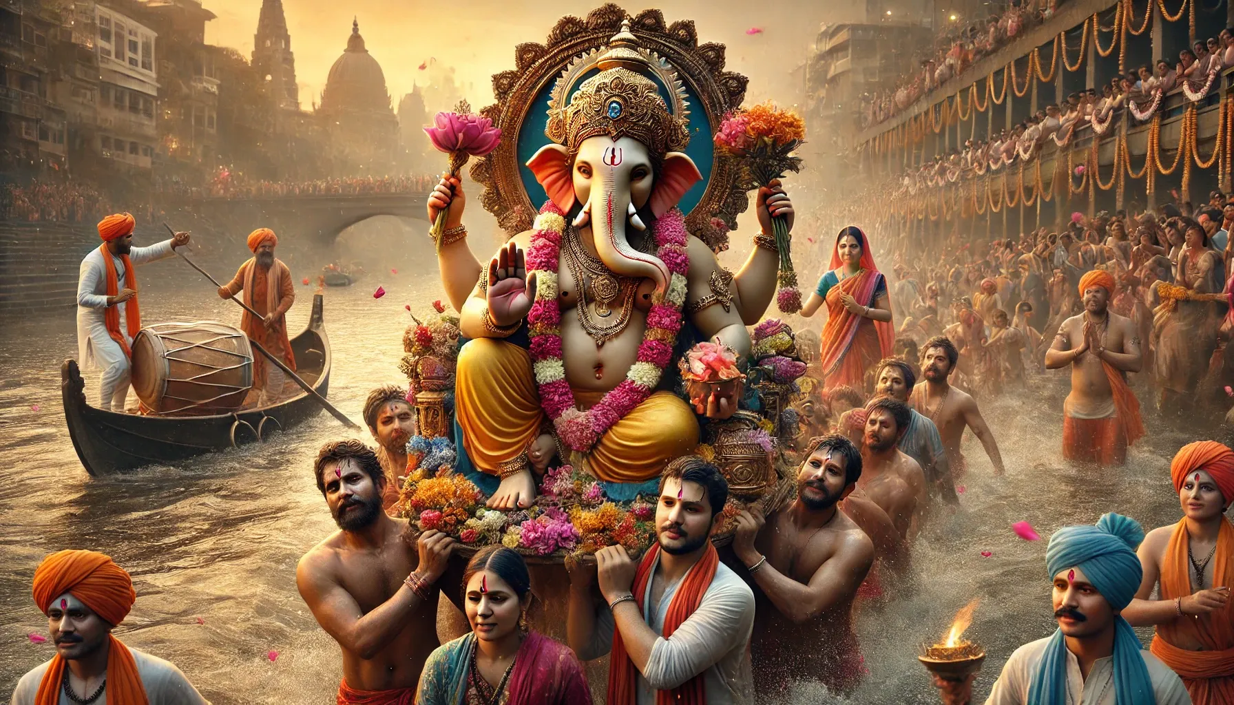 Devotees gathered to concude Ganesh Pooja by immersing the Idol of Ganesha in water.