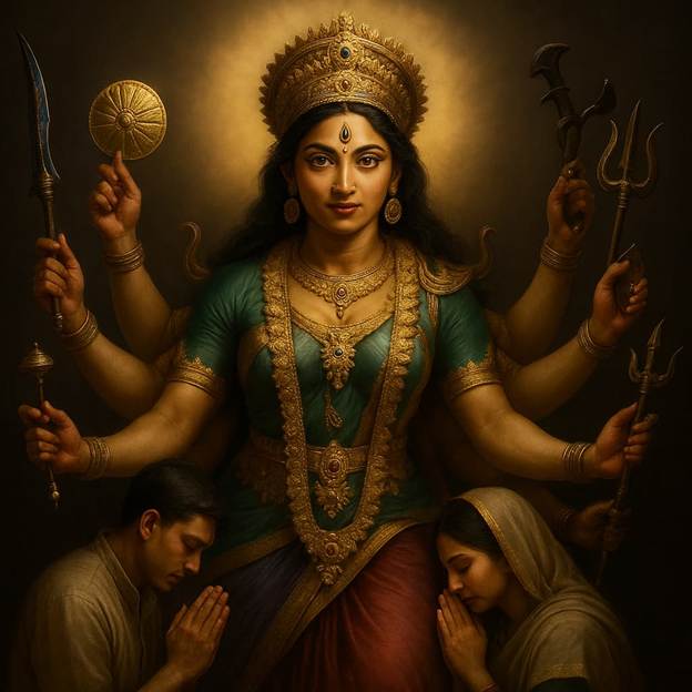 A painting of a person with many arms holding multiple arms

AI-generated content may be incorrect.