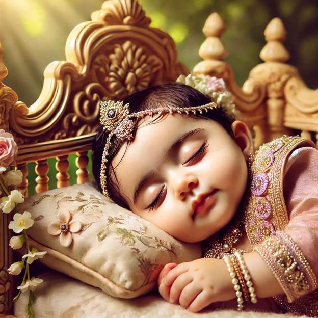 A baby sleeping on a bed

AI-generated content may be incorrect.