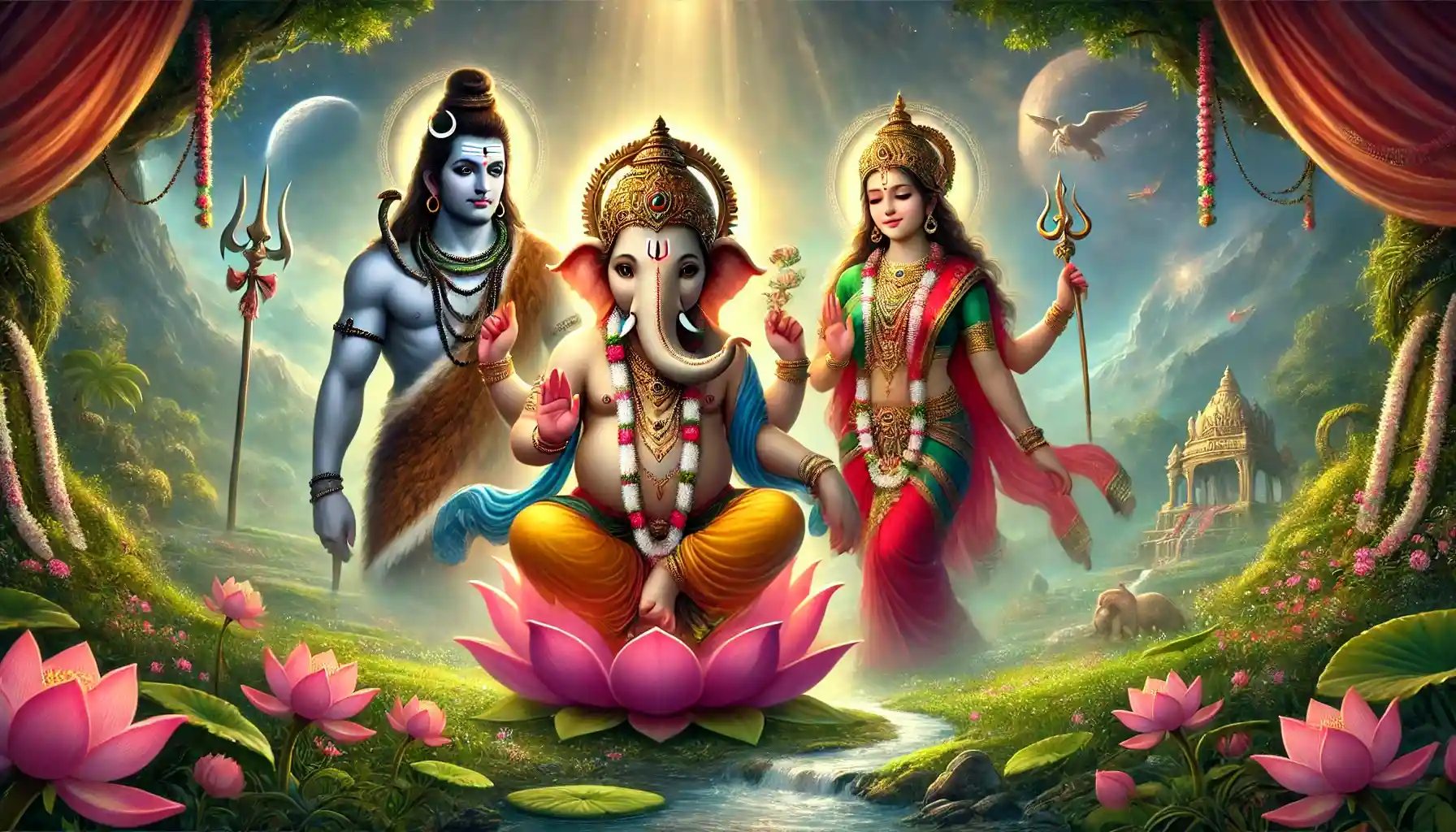 Bhagavan Ganesh taught a timeless truth: all of creation resides in the Divine. By circling His parents, he circled the whole universe—reminding us that when we turn toBhagavan Ganesh taught a timeless truth: all of creation resides in the Divine. By circling His parents, he circled the whole universe, reminding us that when we turn to God, we embrace everything. God, we embrace everything.