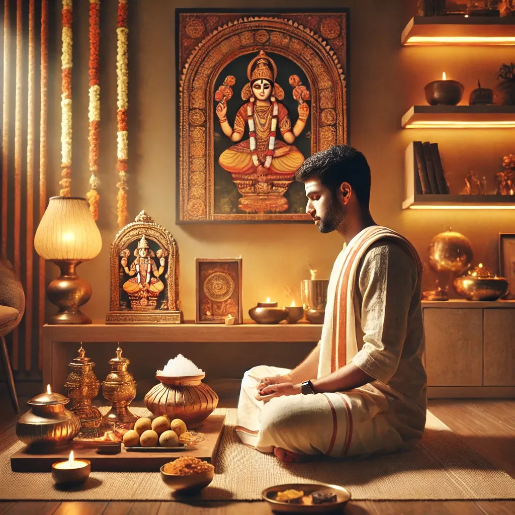 "In the sacred silence of the home the practical observance of Dhanurmasam, the systematic recitation of Tiruppavai's sacred verses brings spiritual fulfillment"