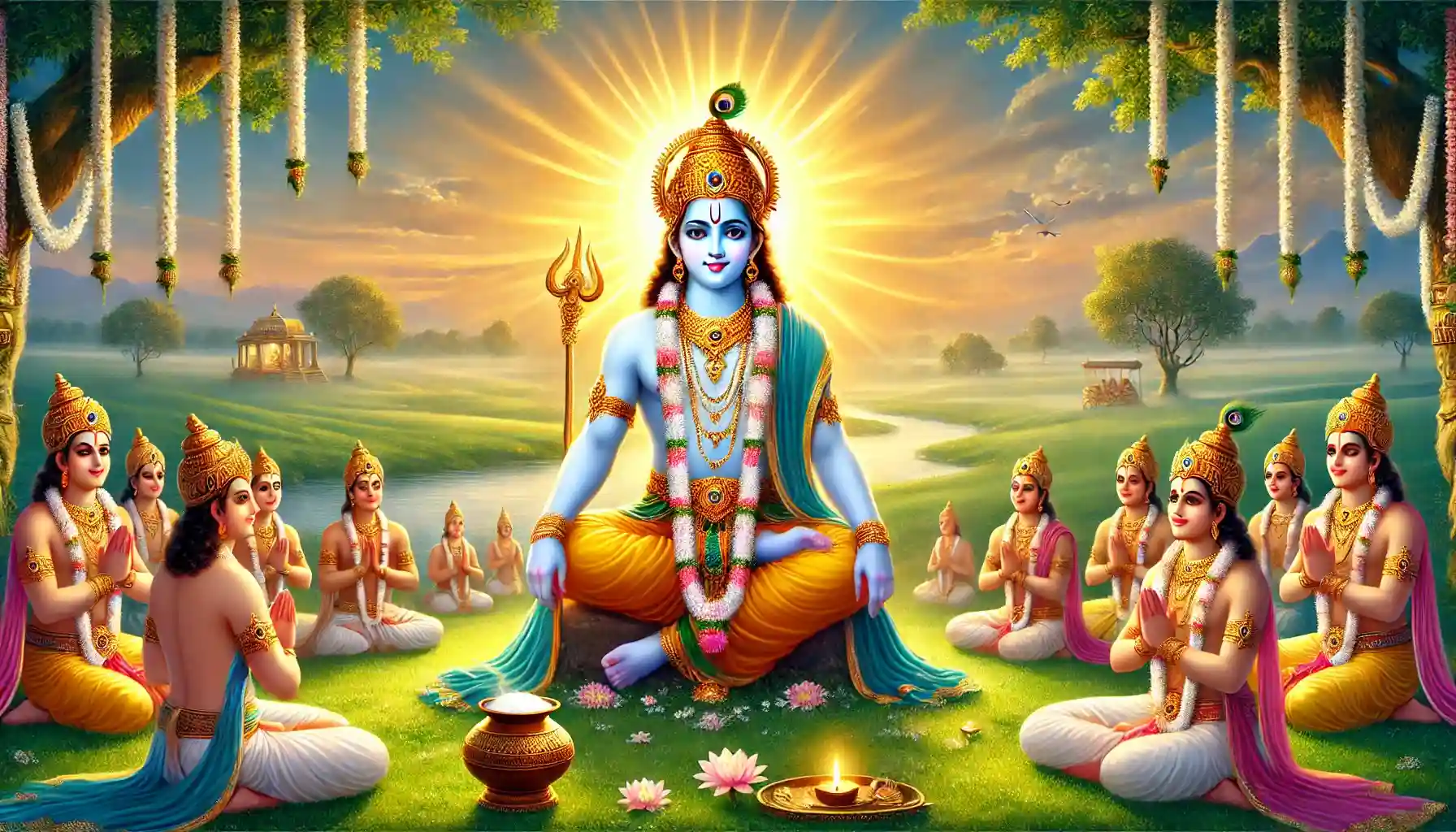 Devotees praying to lord Vishnu during Dhanurmas