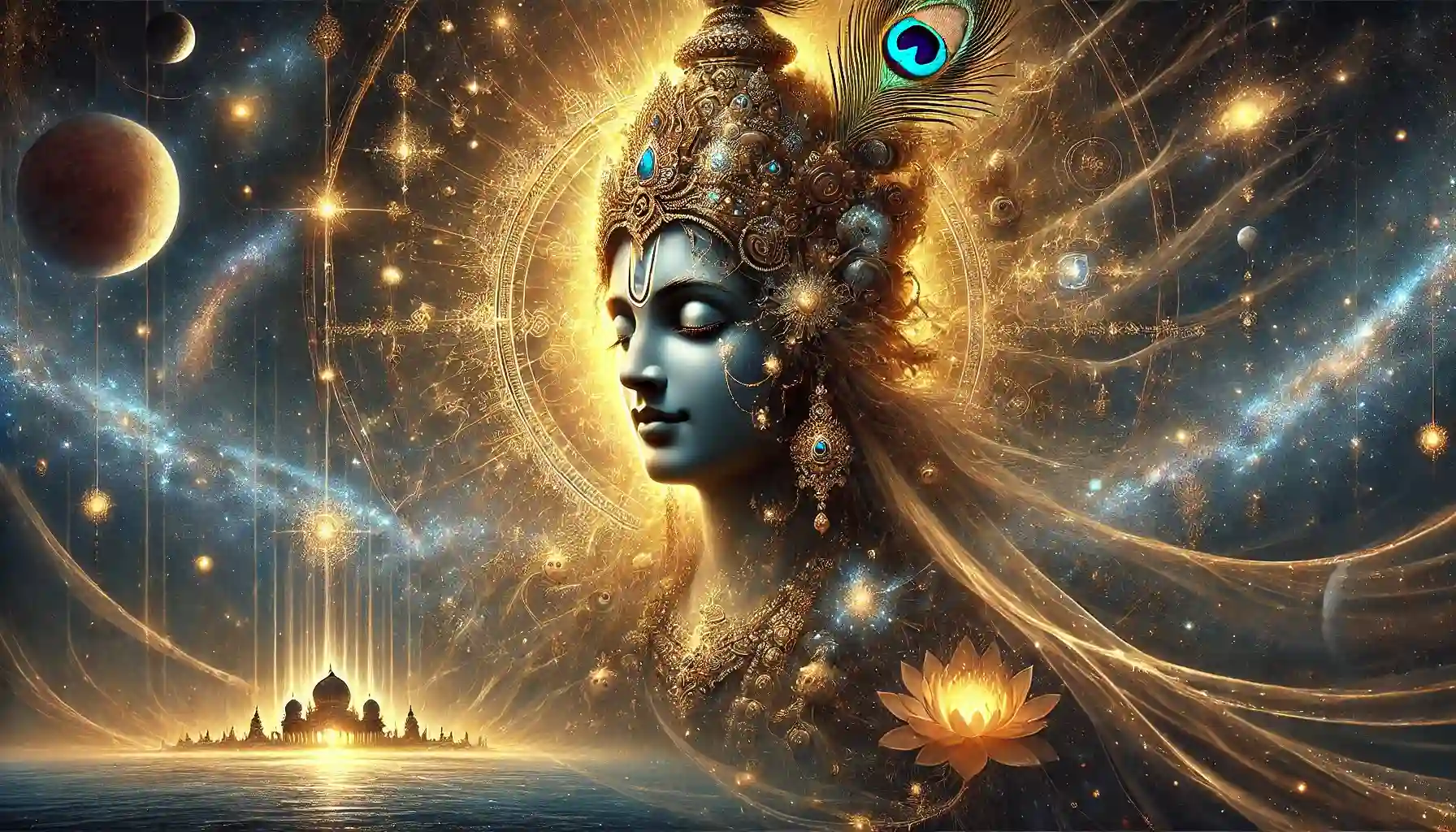 Behind the golden veil, the universe breathes: Krishna, the One who is All