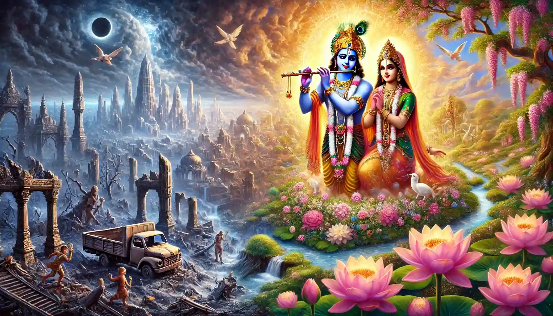 The material realm is destructible and temporary while the spiritual realm is indestructible 