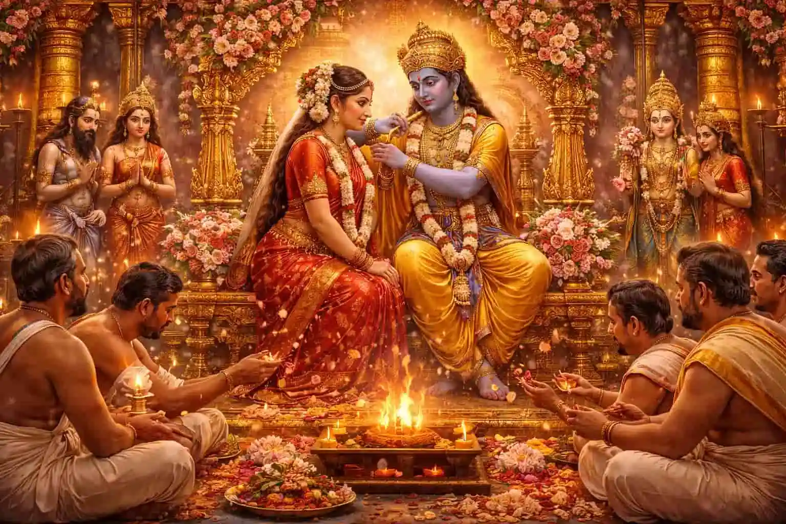 Andal's bhakti personified--The Lord accepts her as a bride.