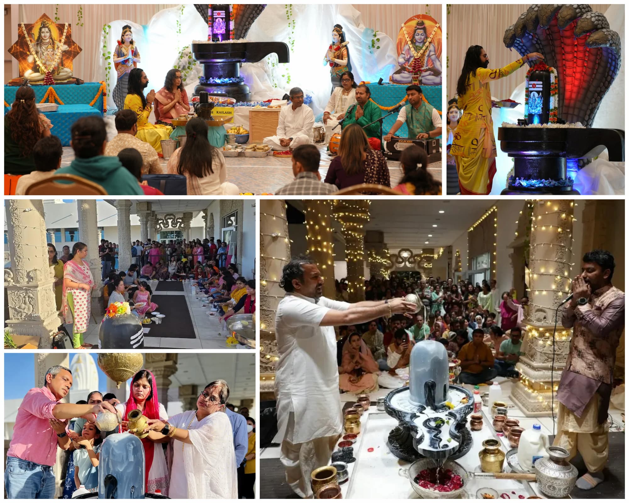 "Devotees at RKT Dallas Temple performing a heartfelt Shiva Puja, seeking blessings of peace and prosperity."