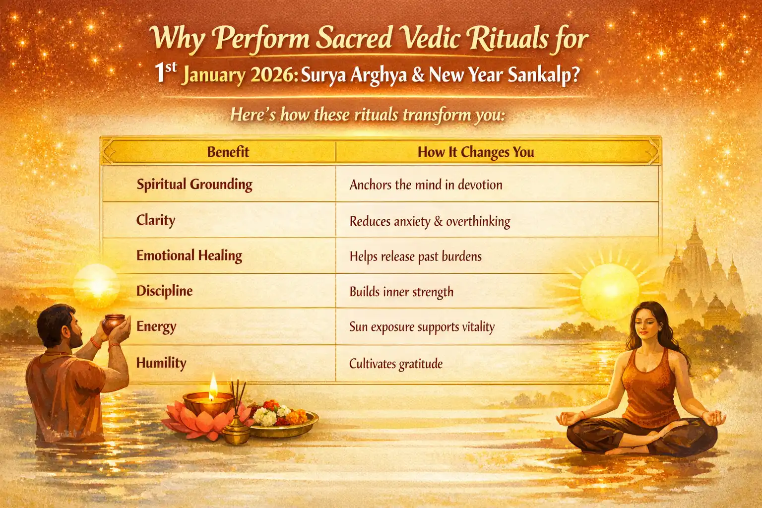 "Why Perform Sacred Vedic Rituals for 1st January 2026: Surya Arghya & New Year Sankalp"