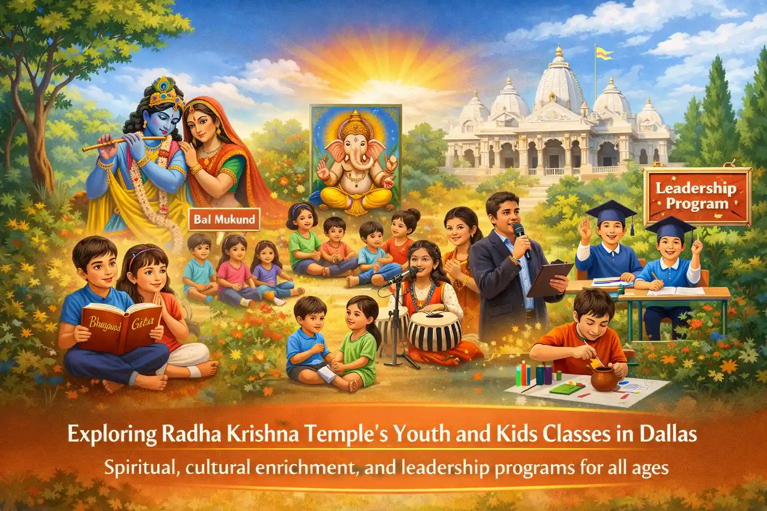 Exploring Radha Krishna Temple’s Youth and Kids Classes in Dallas: Fostering spiritual, cultural enrichment, and leadership for all ages.