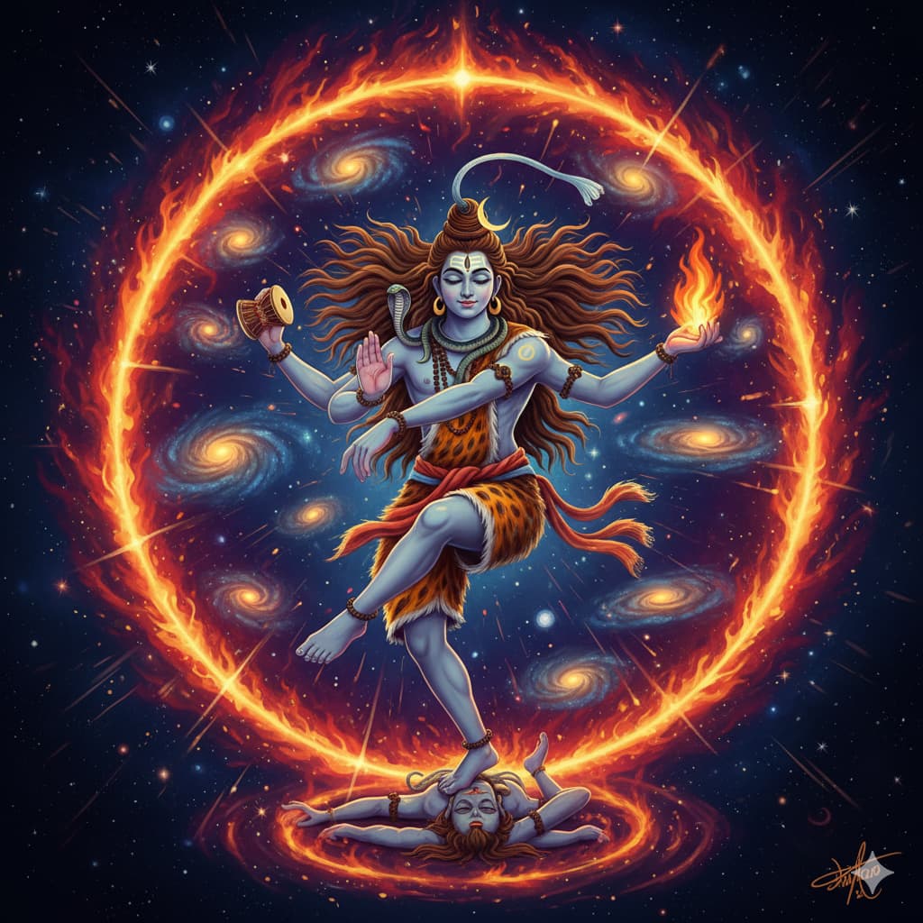 Lord Shiva with his third eye glowing, sending ripples of cosmic energy through the universe.