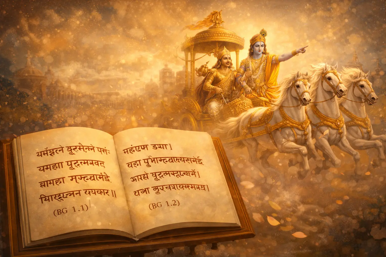 The verses of the Bhagavad Gita were revealed not only to be studied intellectually, but to be heard, remembered andlived