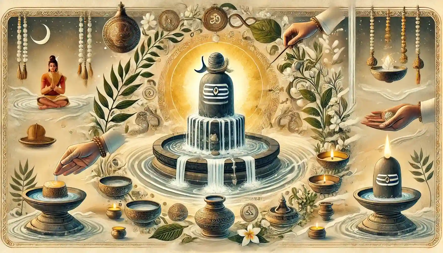 The traditional Shiva puja vidhi includes elements such as purification, invocation, abhishek, offering of bilva leaves, chanting of mantras, and arati