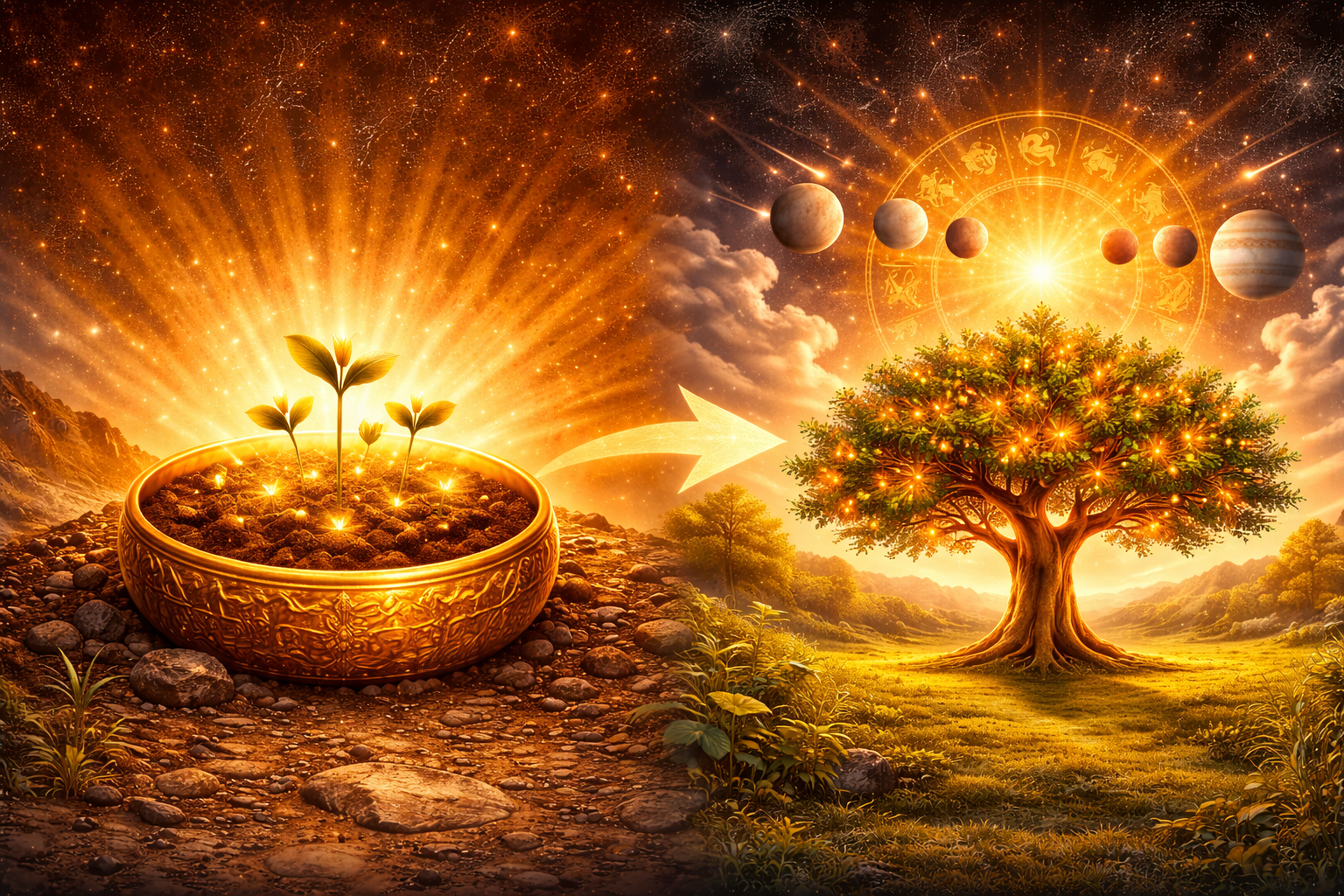 "Inner potential is the seed; outer timing is the season. Growth begins when what we carry within meets the moment life offers."