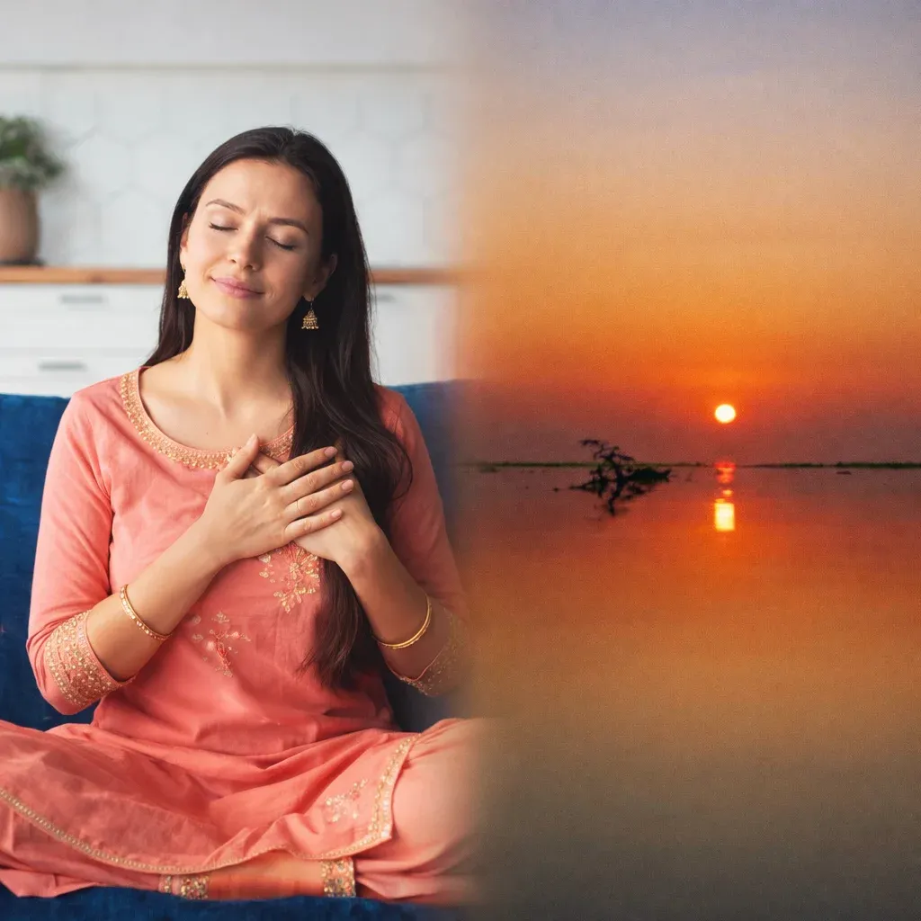 Grateful heart within, golden peace beyond. 🌅💛