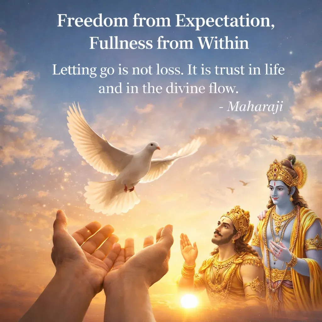 In surrender and trust, guided by Shree Krishna’s wisdom, we act without attachment and find true freedom within. 🕊️✨