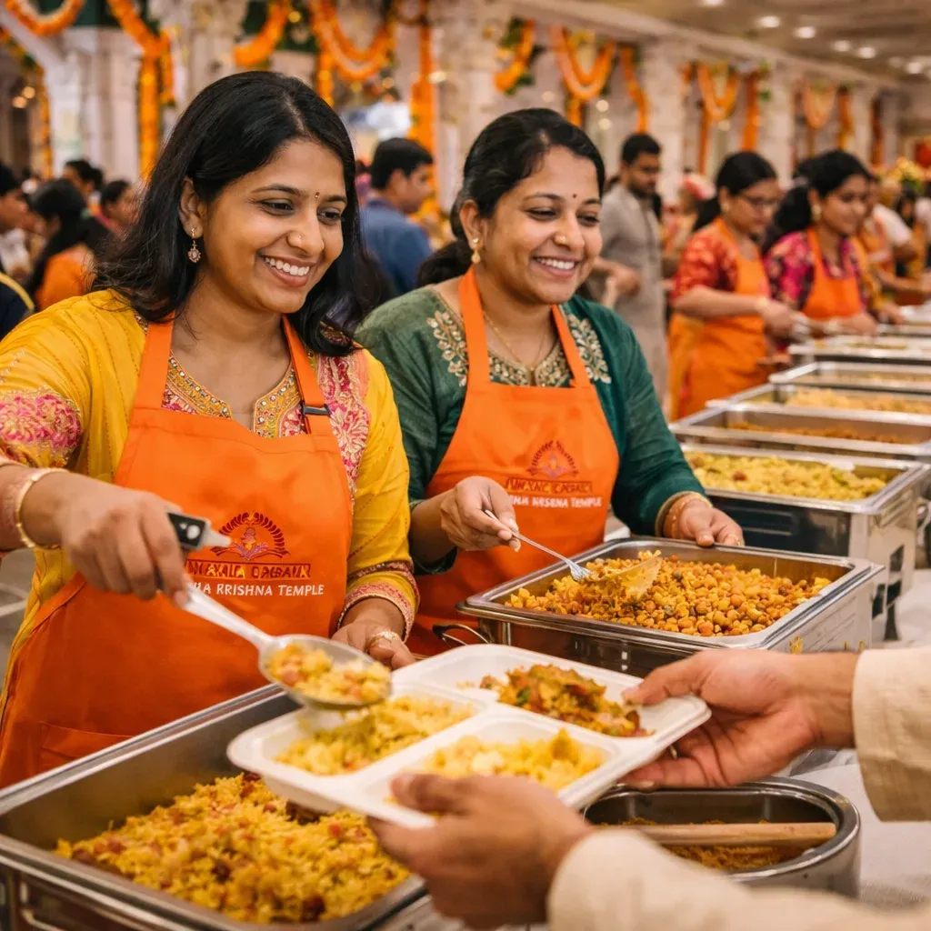 Mahaprasad being served