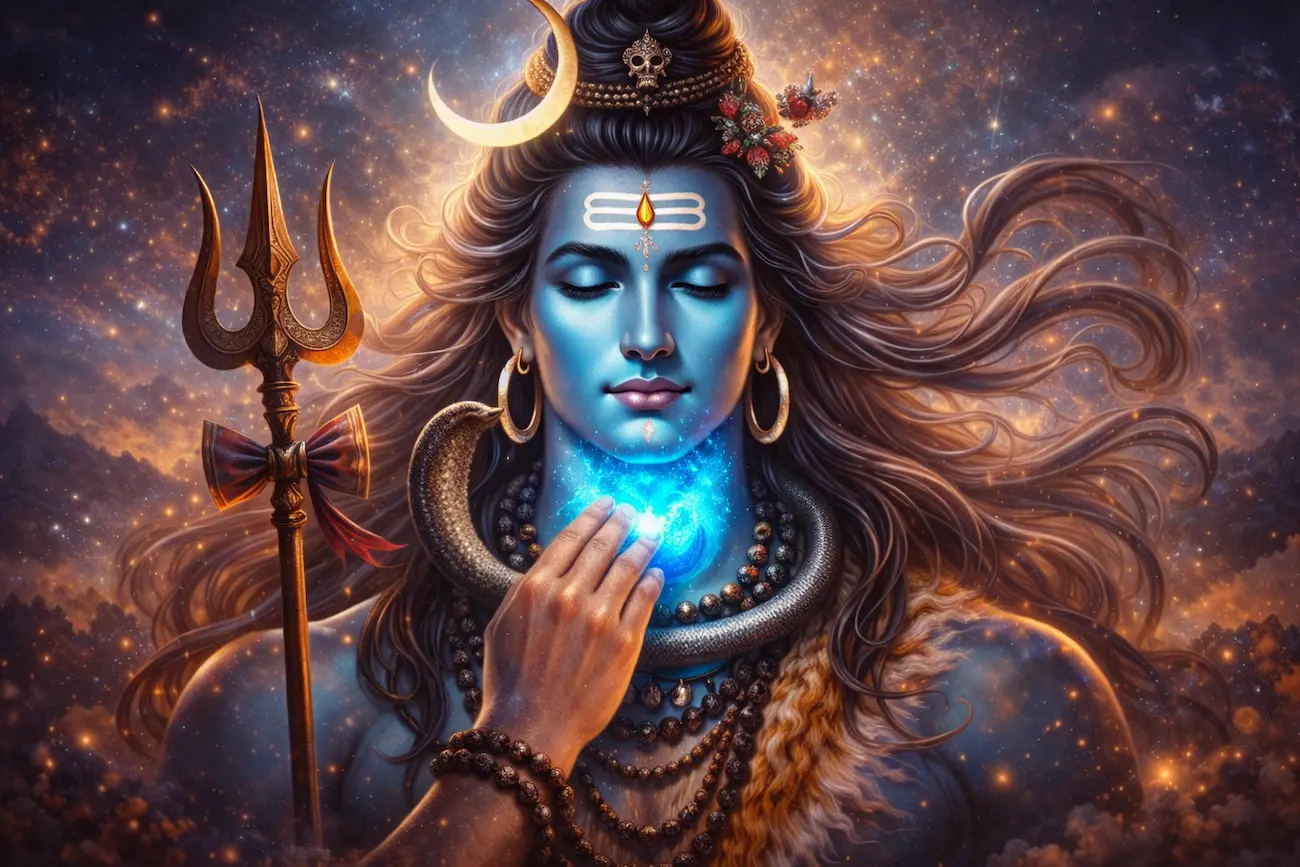 Neelkanth Shiva during Samudra Manthan symbolic image