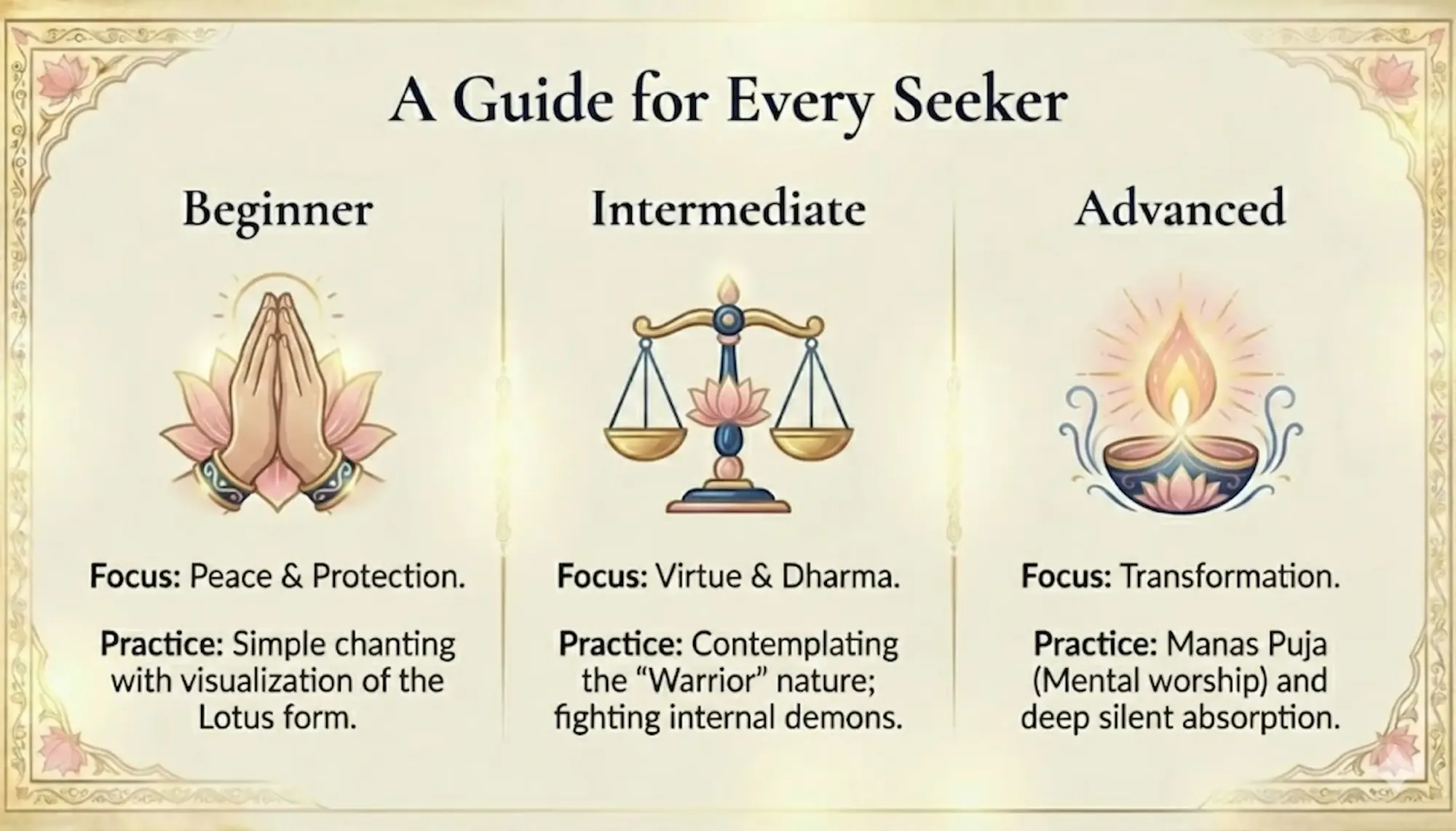 Three-stage of spiritual path practices.