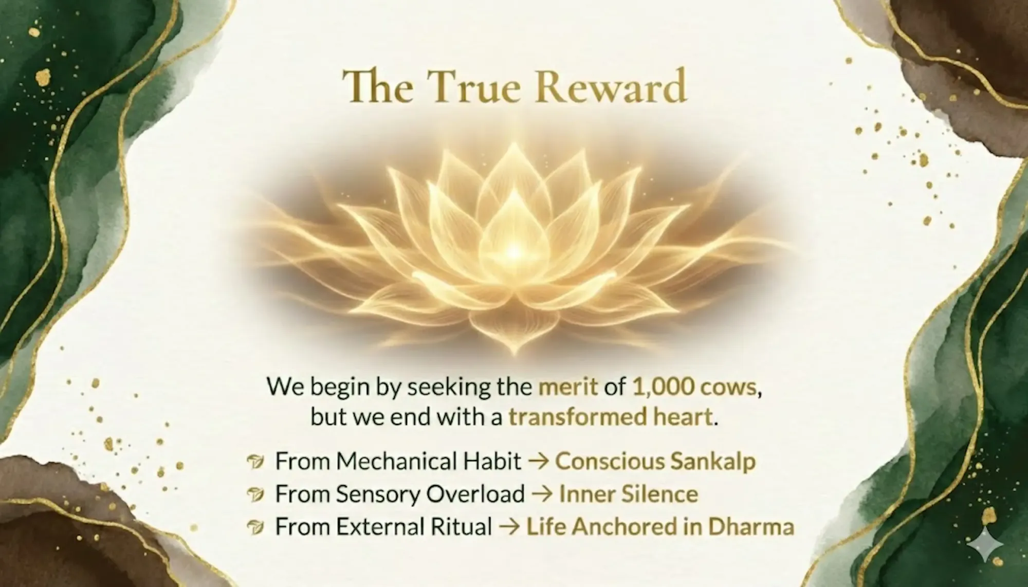 Golden lotus symbolizing spiritual transformation and inner reward.