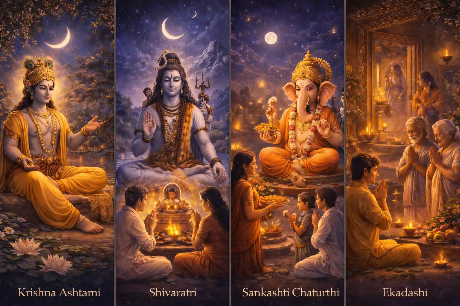  Observing Krishna various special days with quiet devotion, prayer, and reverence.