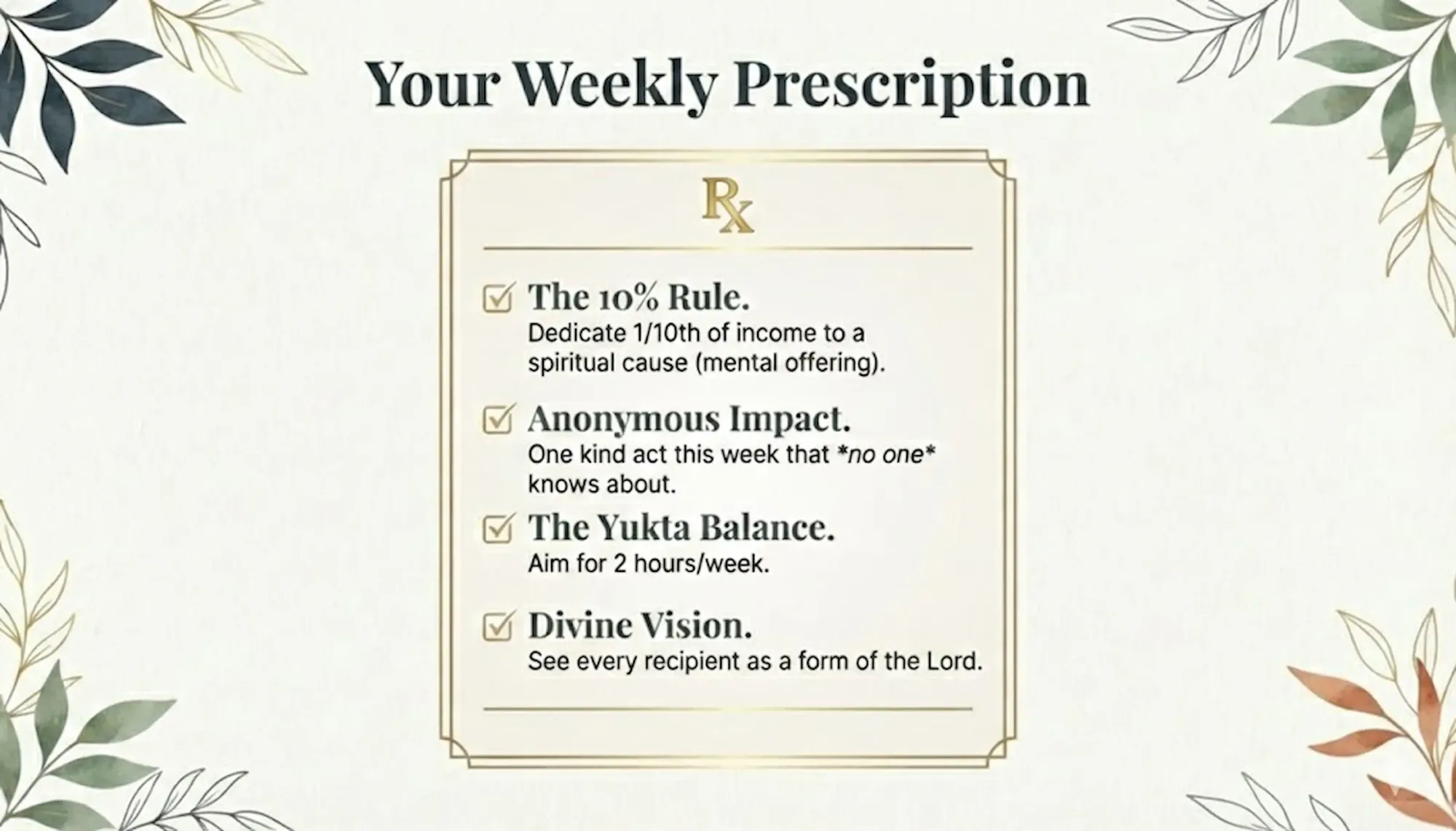 "Your Weekly Prescription."