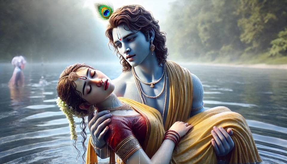 A person holding a person in a body of water

Description automatically generated