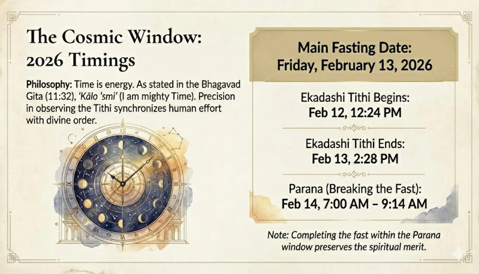 Vijaya Ekadashi 2026 date tithi and Parana timings Hindu fasting calendar observance.