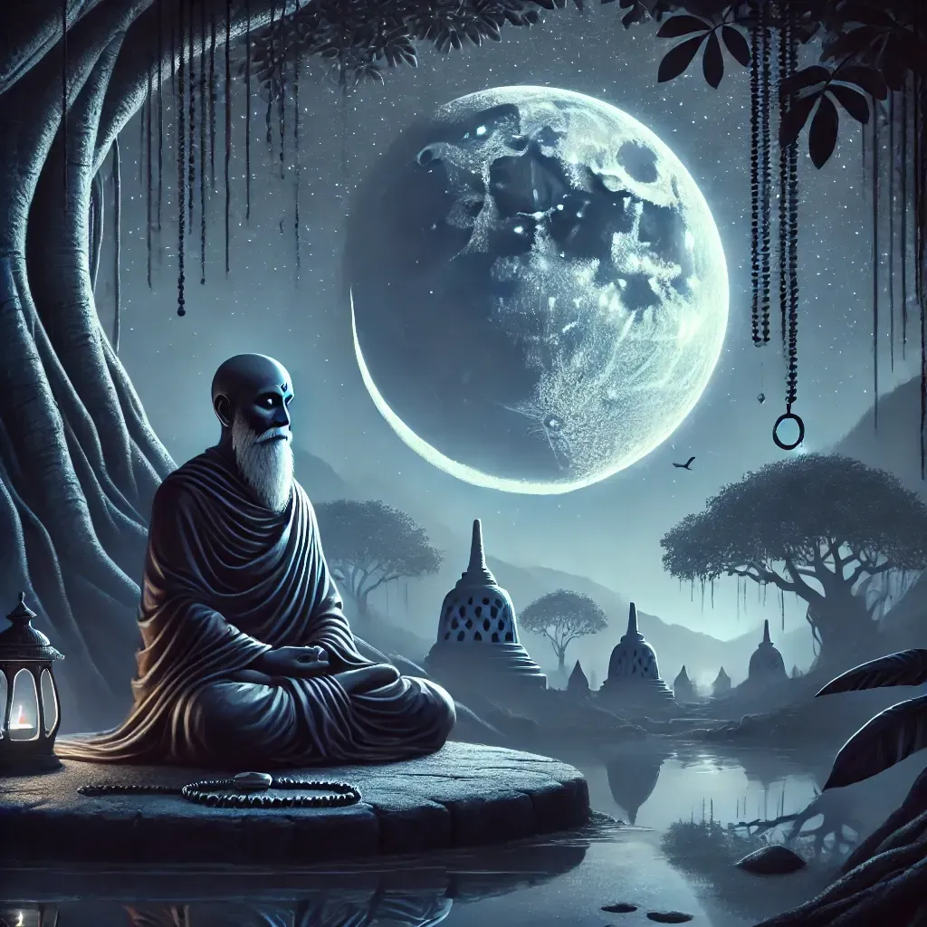 Under the waning moon’s gentle glow, the sage turns inward—where silence becomes wisdom and stillness becomes strength.