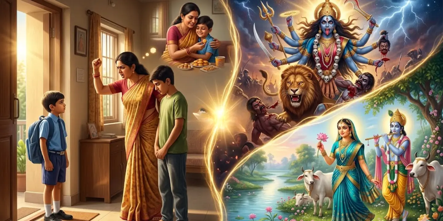 An analogy explaning the different forms of the Divine Mother