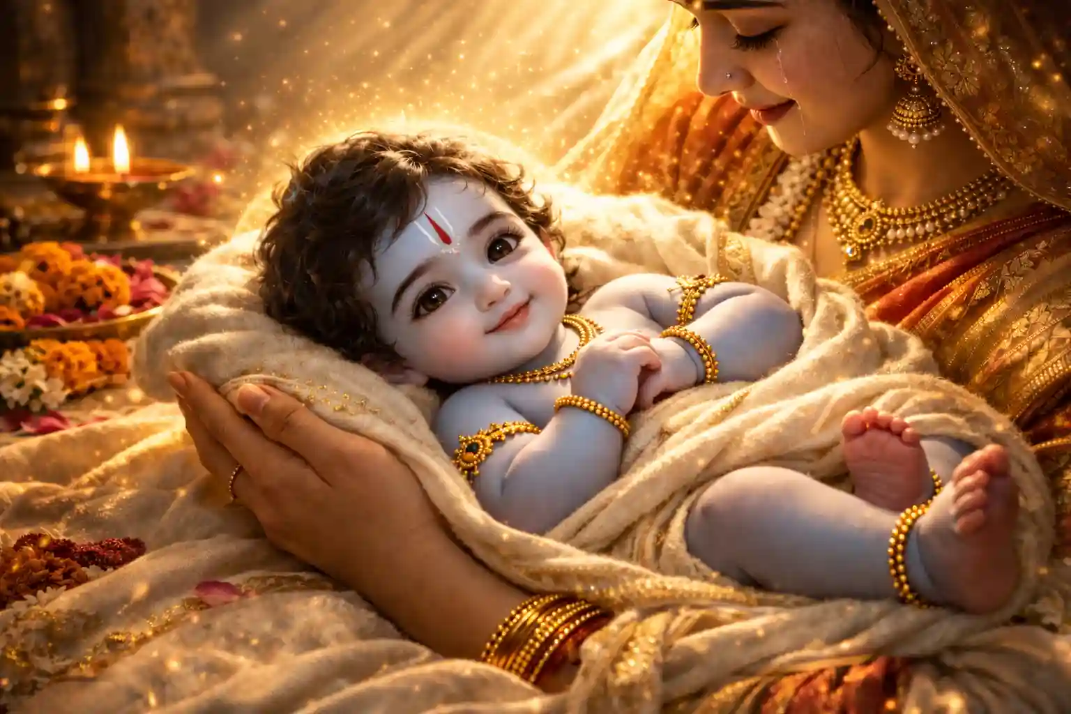 Divine Love: Baby Lord Ram in Mother Kaushalya’s arms ✨