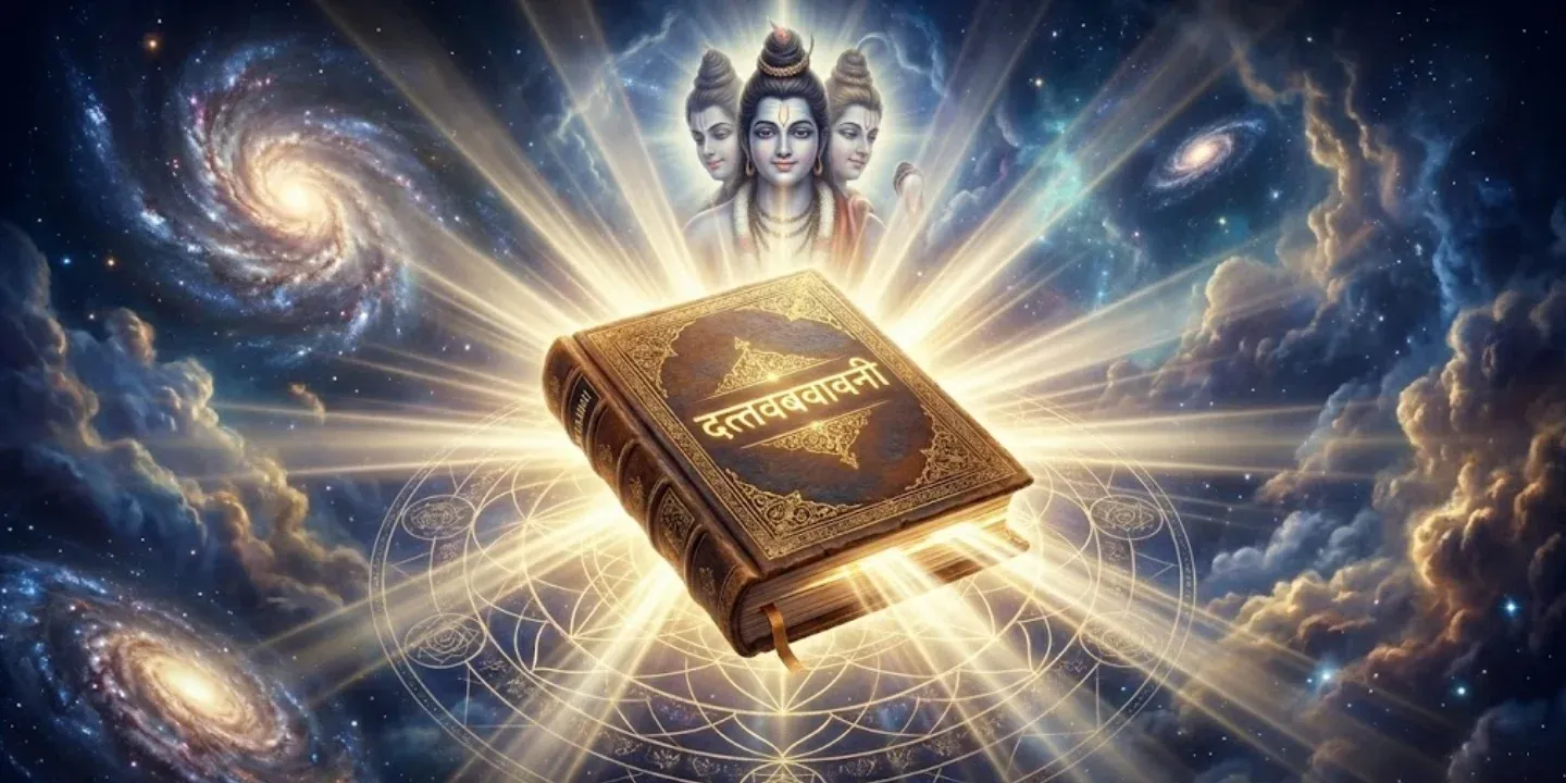 Lord Dattatrey blessing this cosmos with Dattbavni book