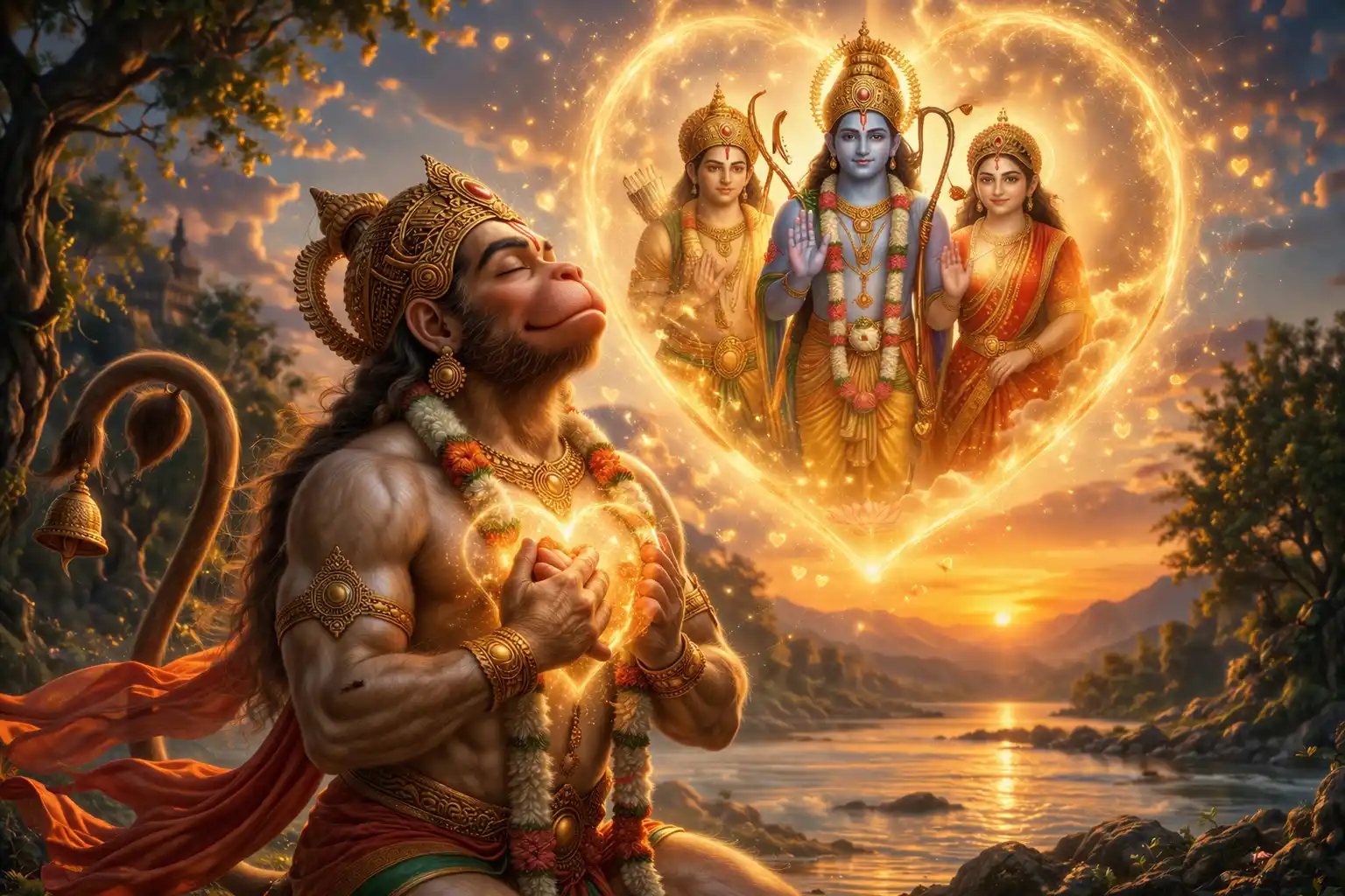 Hanuman serves because his heart is filled with love for Lord Rama.