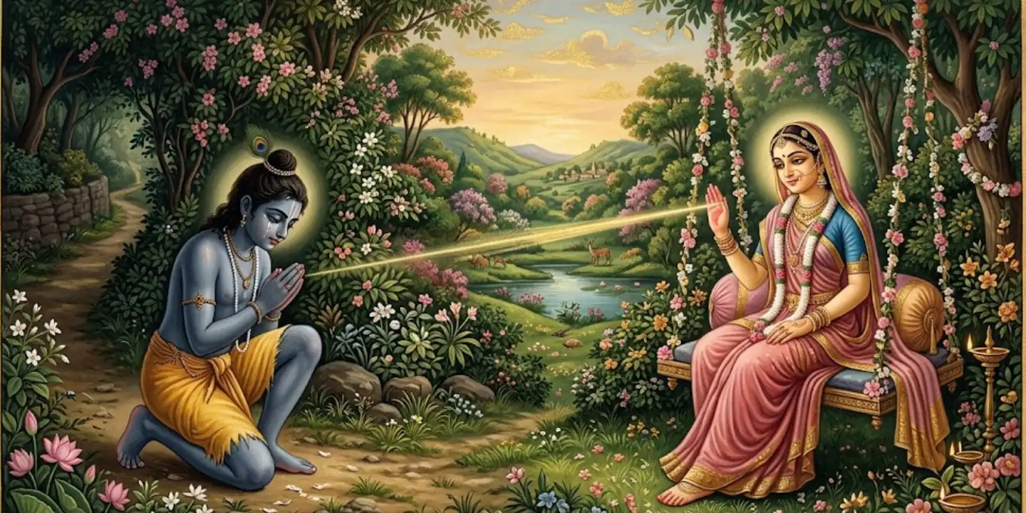 Yes. Krishna became a beggar at Radha’s feet.
