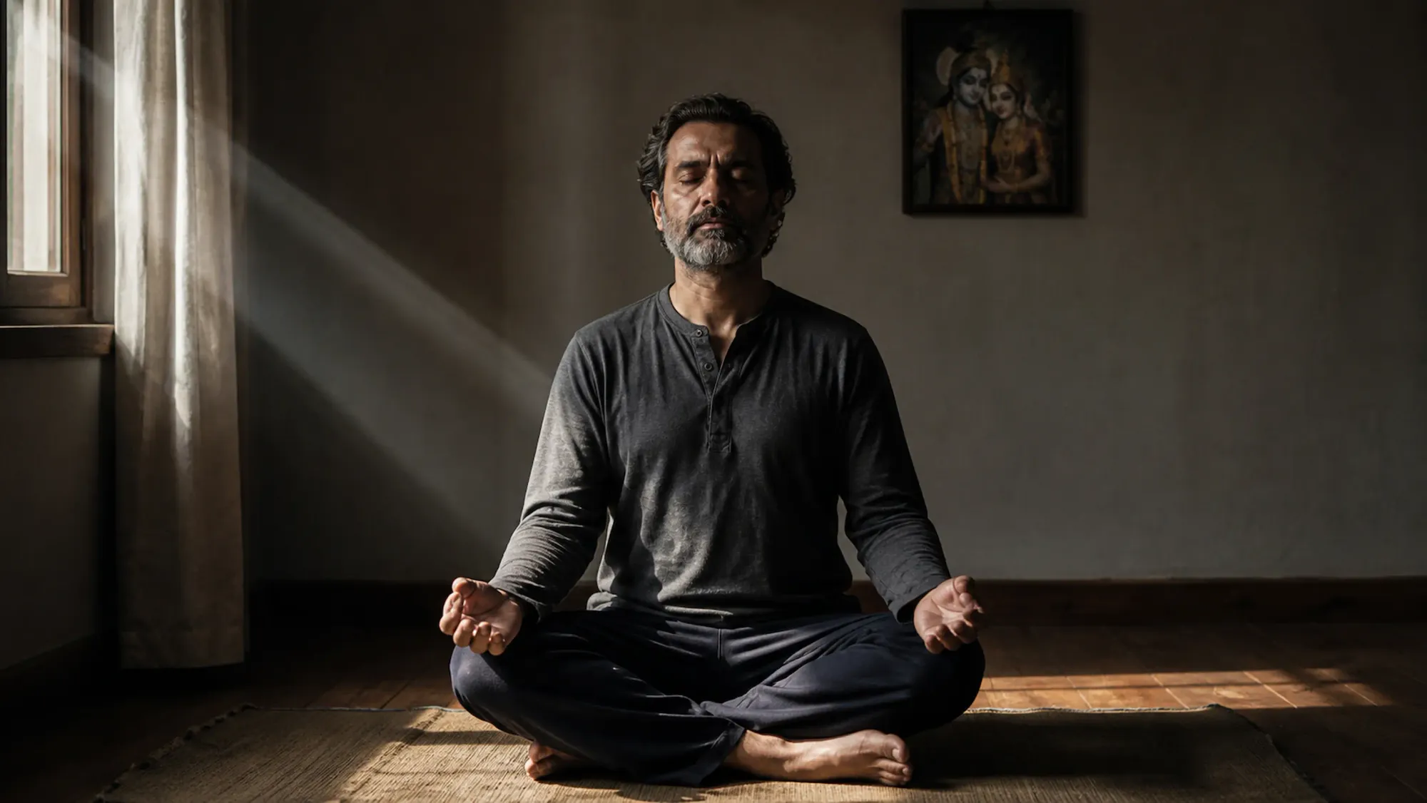 A man sitting in deep meditation.