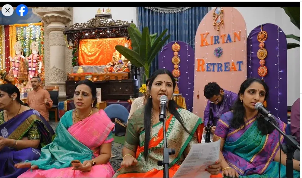 Devotees participate in chanting during Akshaya Tritiya while sacred bricks are placed as part of the Sri Venkateshwara Swamy Prana Pratistha preparations.