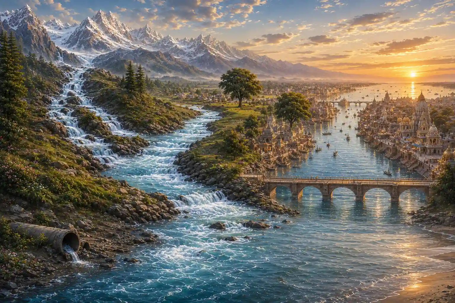 The journey of the Ganga from the Himalayas to the ocean offers a powerful metaphor for the journey of the soul.