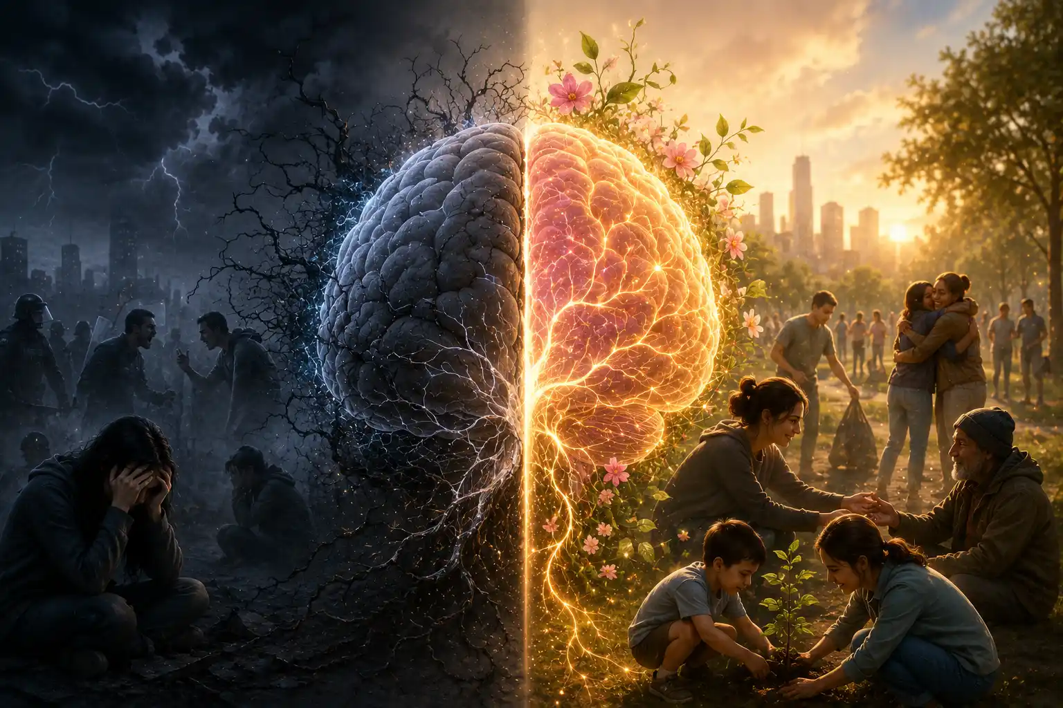 Illustration of the effects of kindness on the brain