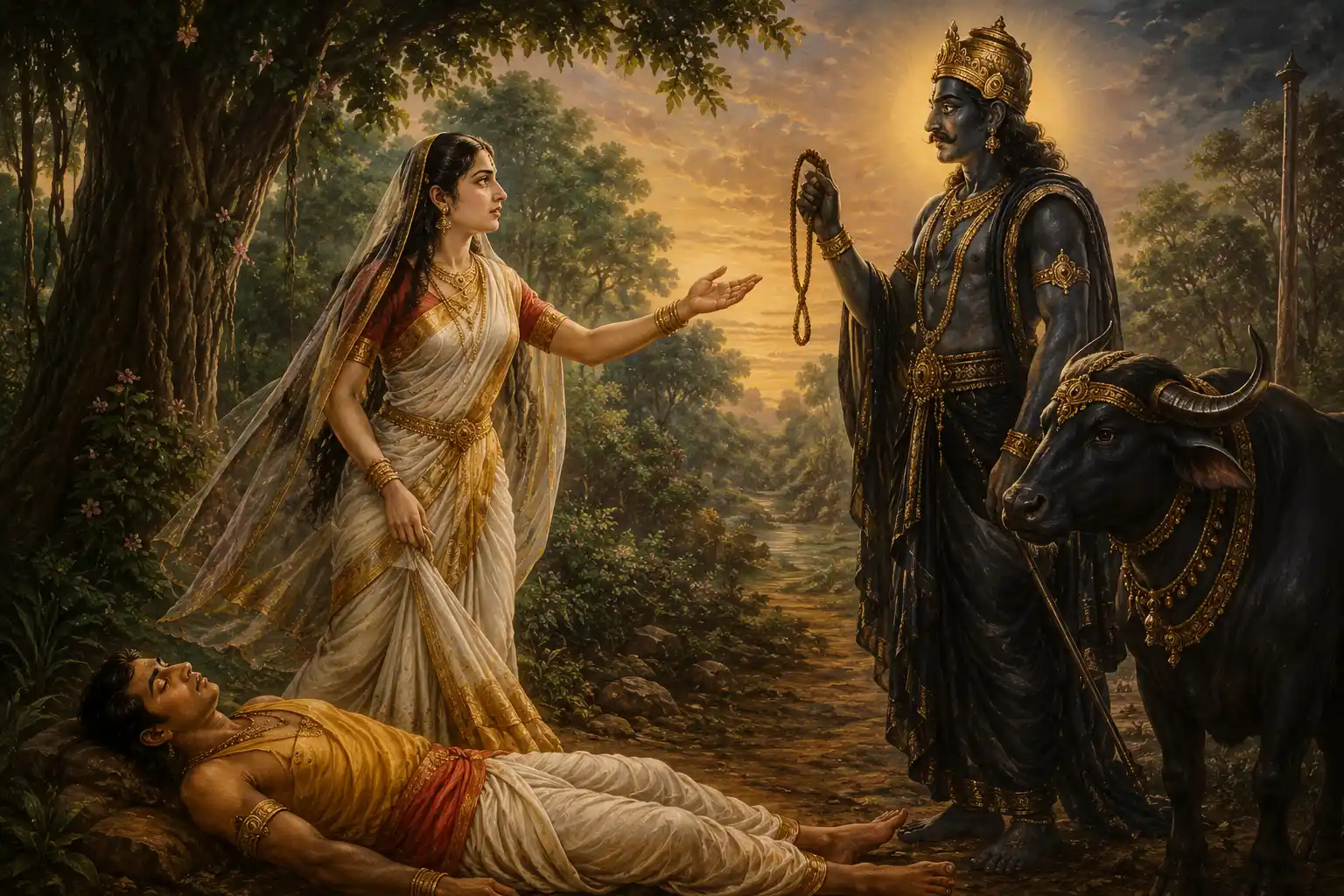With great intelligence, Savitri ultimately secured the return of her husband’s life from Yama