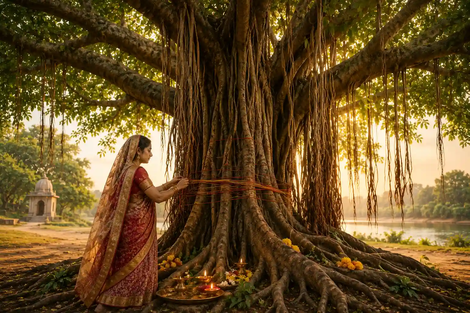 Vat Savitri Vrat ritual with Banyan tree