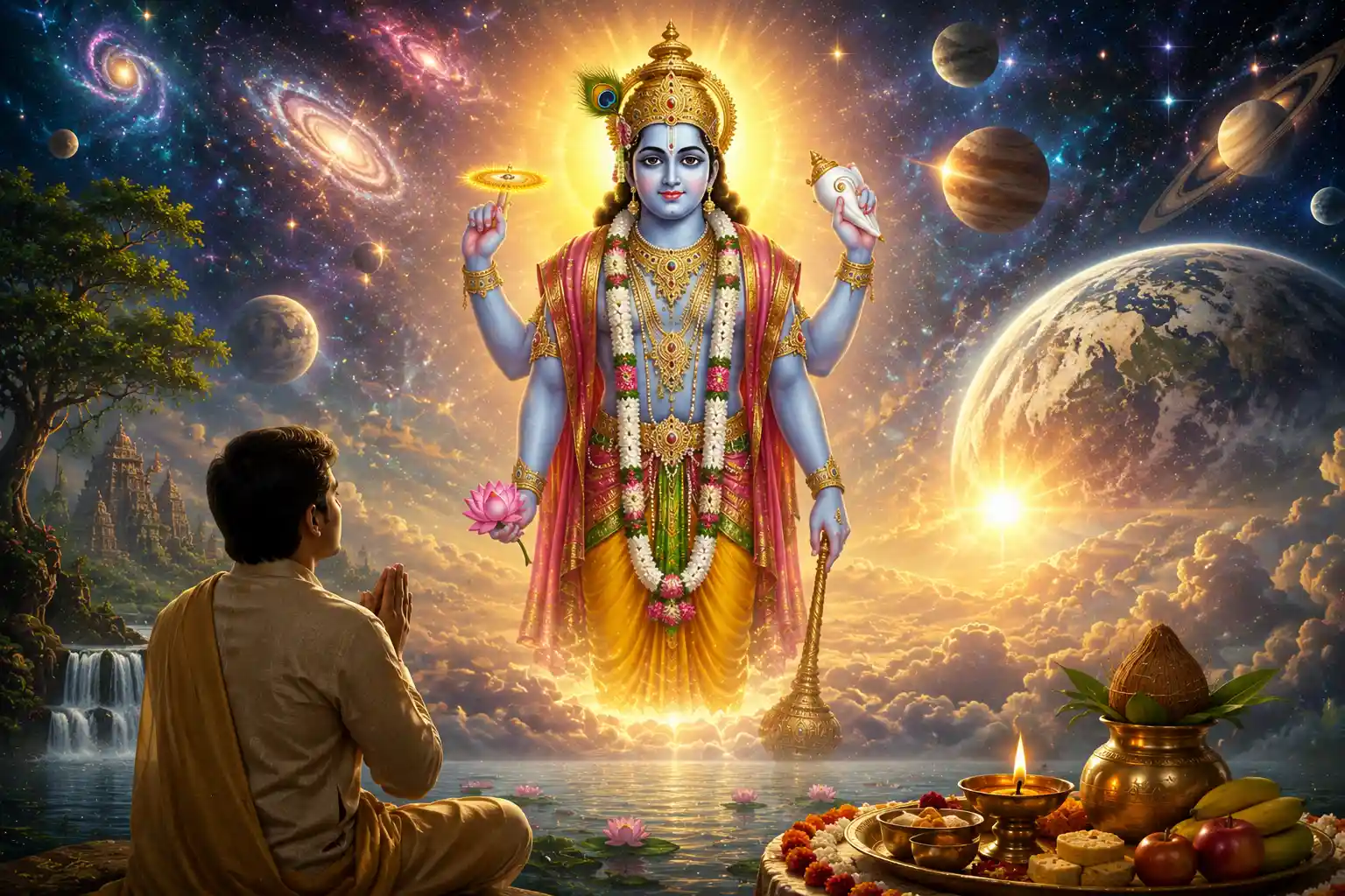 Lord Vishna as the all pervading Divine who sustains the universe and resides within every soul