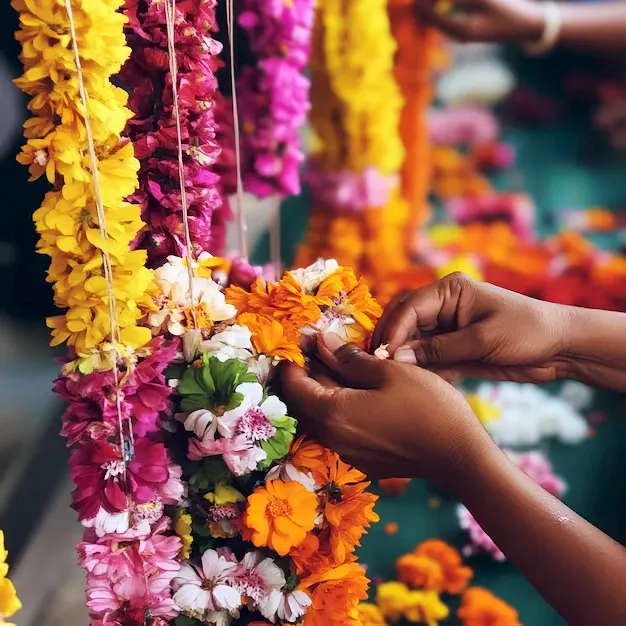 Garland making seva