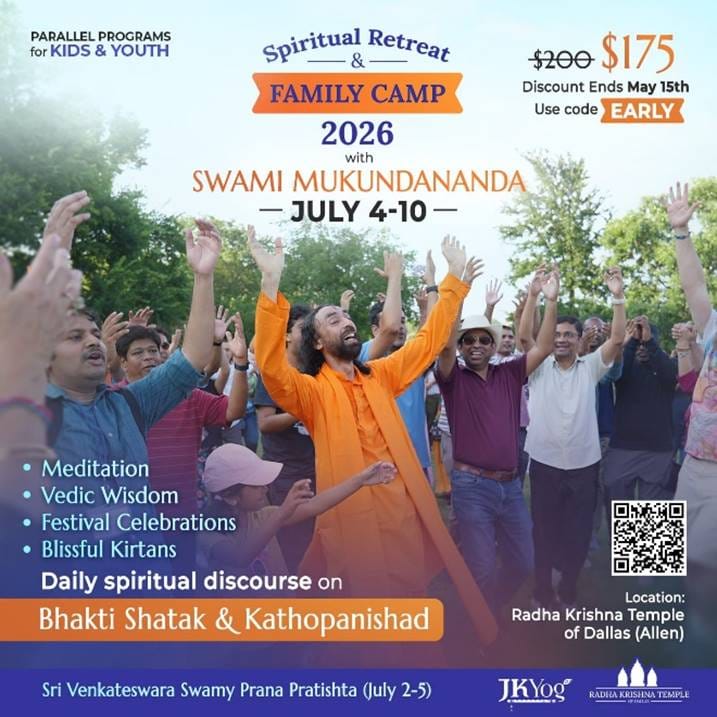 A poster for a spiritual retreat with a group of people raising their hands

Description automatically generated