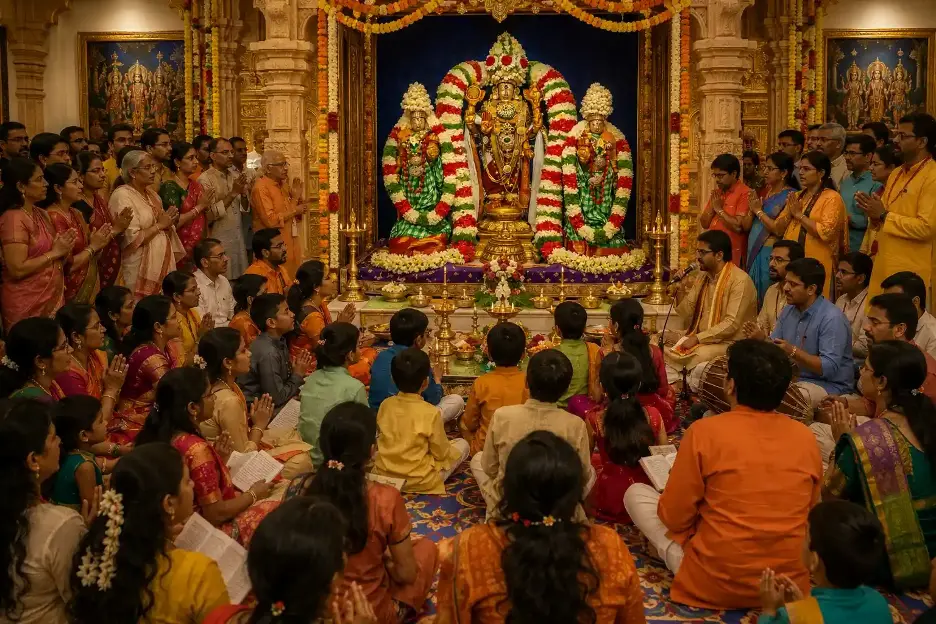 Through kirtan, prayer, and the chanting of God's names, devotees offered their love and longing at the lotus feet of Lord Venkateshwara