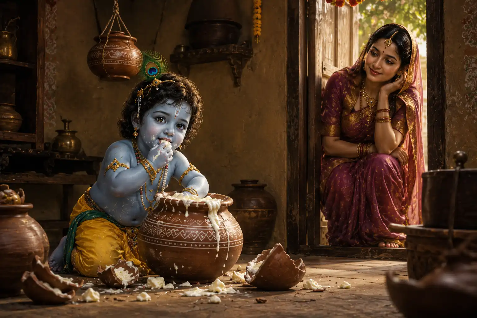 The gopis secretly longer for Krishna to come and steal their butter