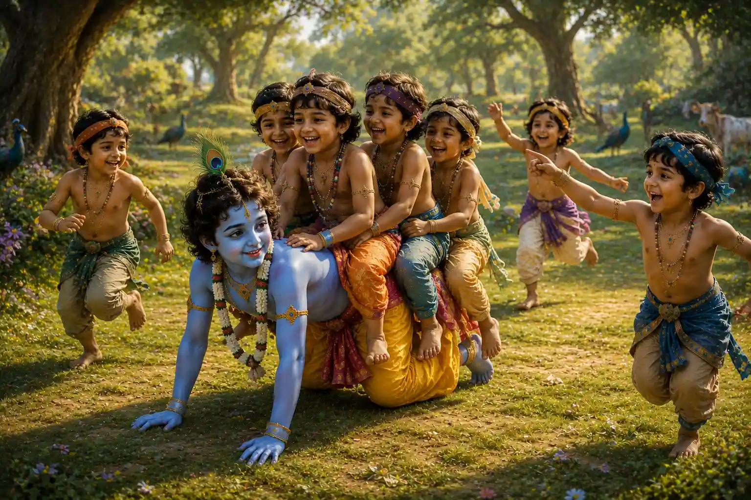 Krishna playing with His friends