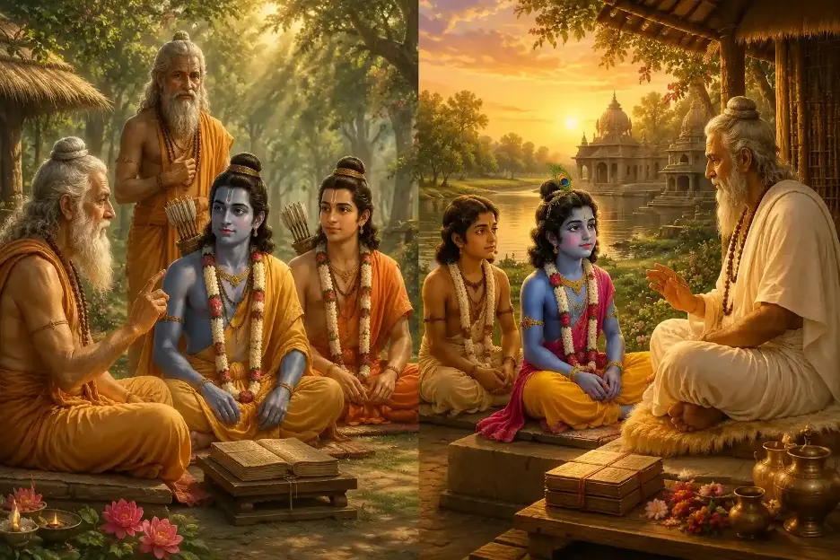 Lord Rama and Lord Krishna with their Gurus