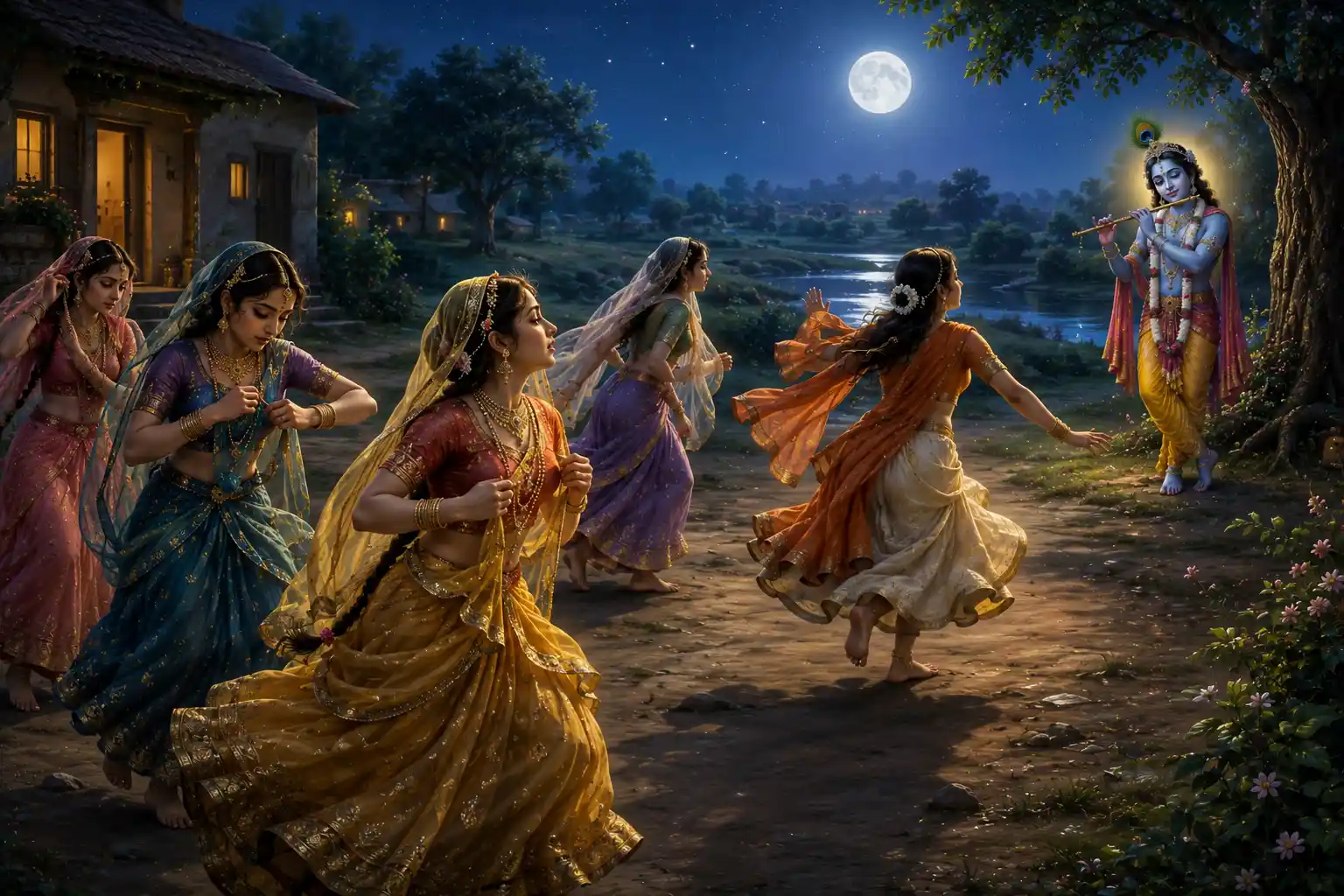 In whatever way they could, the Gopis simply ran toward Krishna without hesitation
