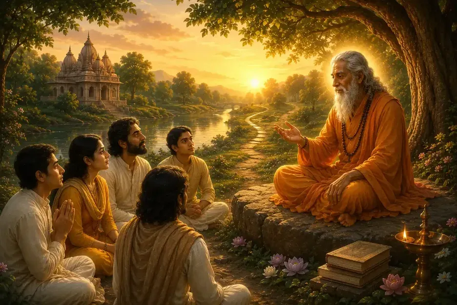 Guru guiding disciples on the path to God