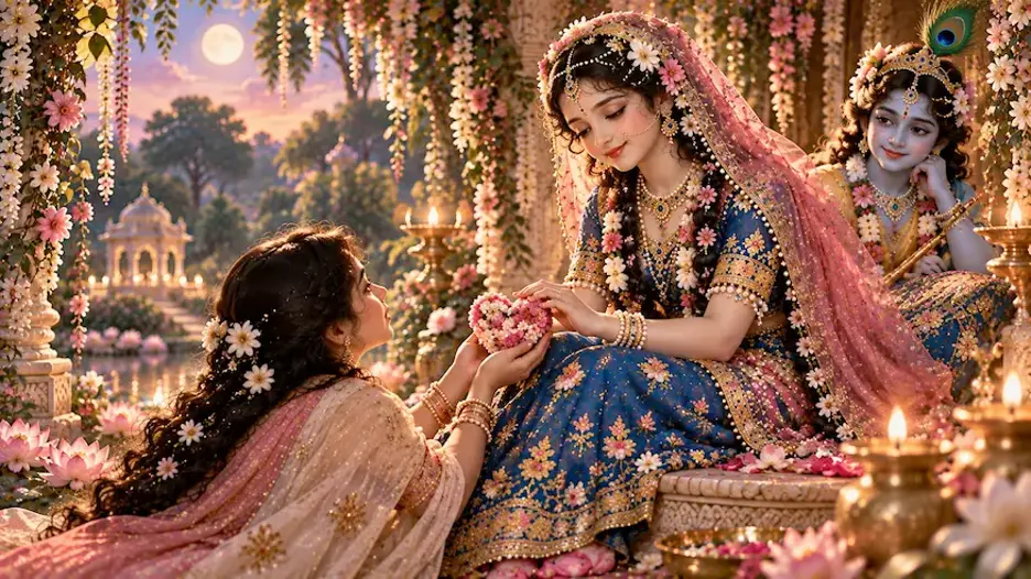 A devotee offering her imperfect heart at Radha Rani's feet