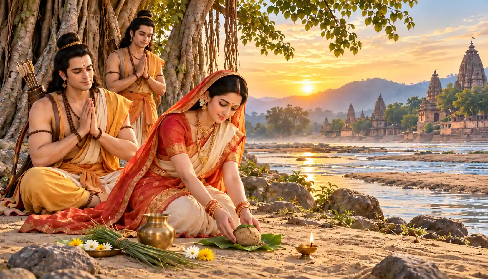 Sita offering pind daan beside the Falgu River